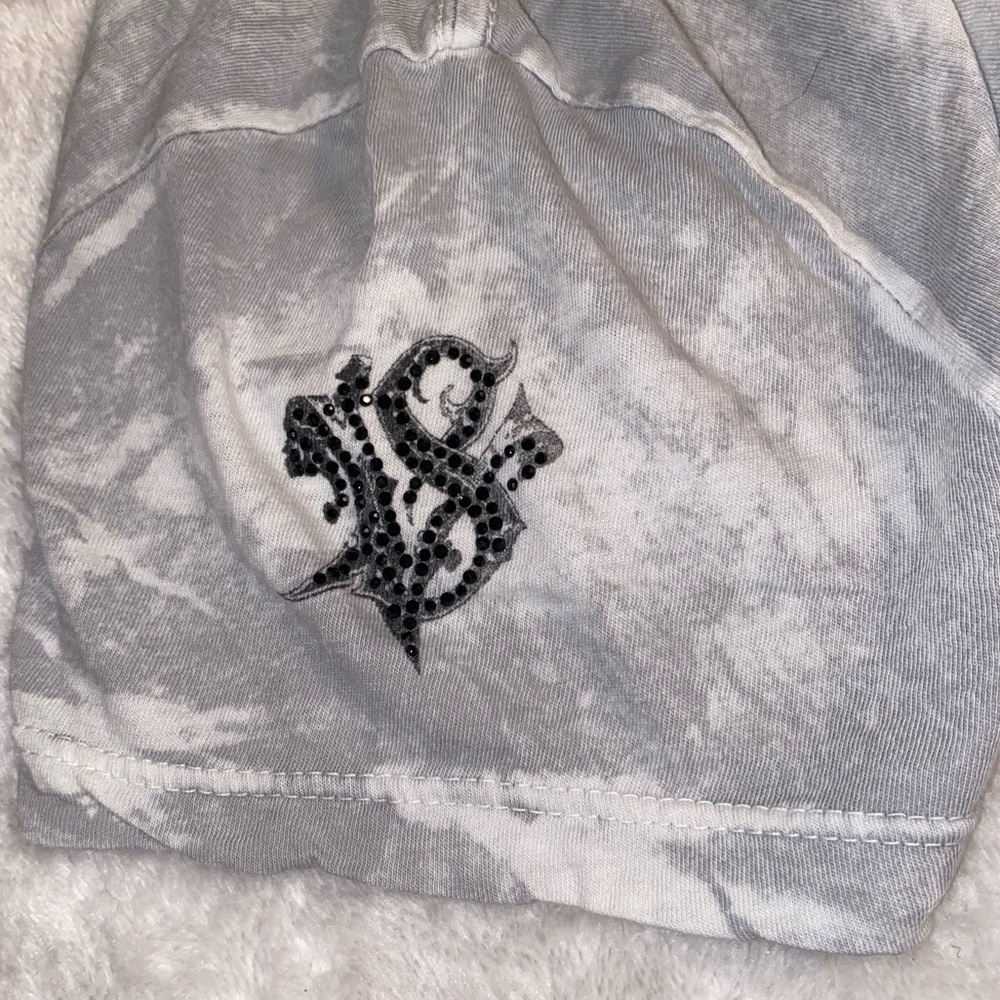 Velvet Stone gray rhinestone cross t-shirt small - Picture 6 of 7